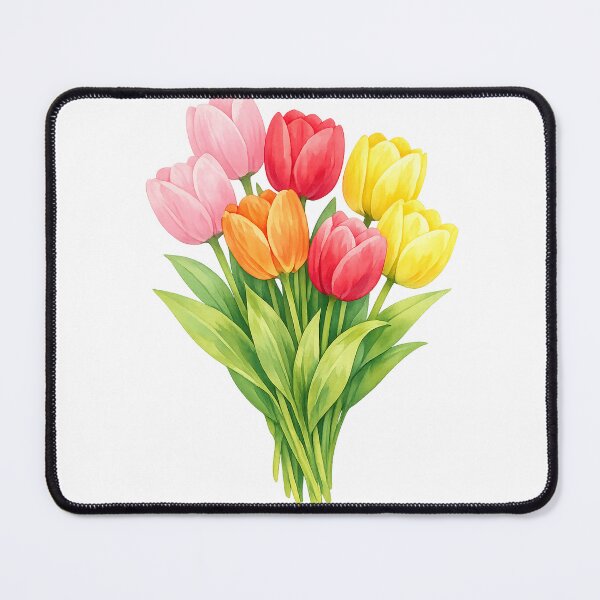 Item preview, Watercolor Tulip Bouquet Pink Red Yellow Orange Spring Flowers designed and sold by Owcomm.