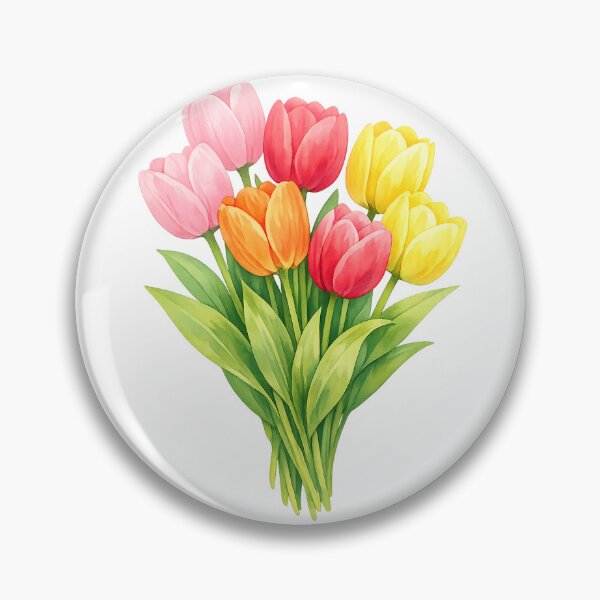 Artikelvorschau, Aquarell-Tulpenstrauß in Rosa, Rot, Gelb und Orange – Frühlingsblumen entworfen und verkauft von Owcomm.
