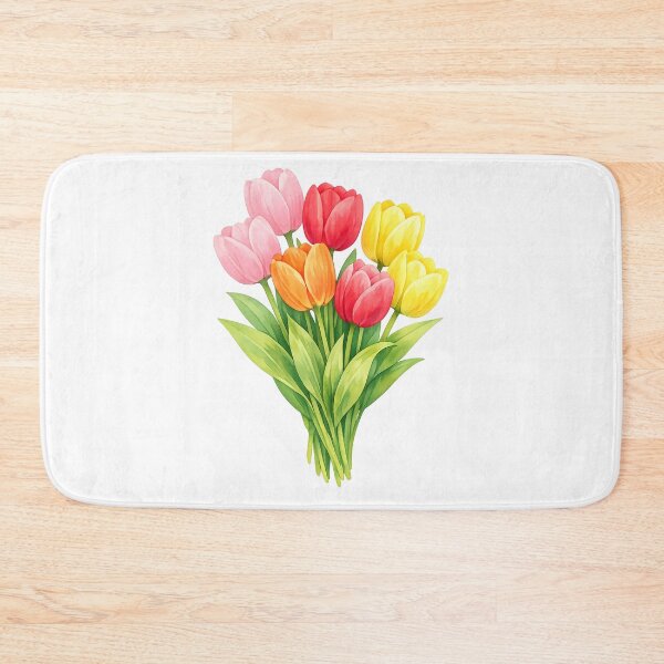 Item preview, Watercolor Tulip Bouquet Pink Red Yellow Orange Spring Flowers designed and sold by Owcomm.