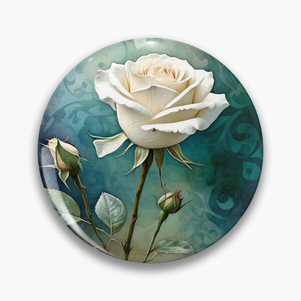 Item preview, White Rose on a Sea Blue background.. designed and sold by ©Janis Zroback.