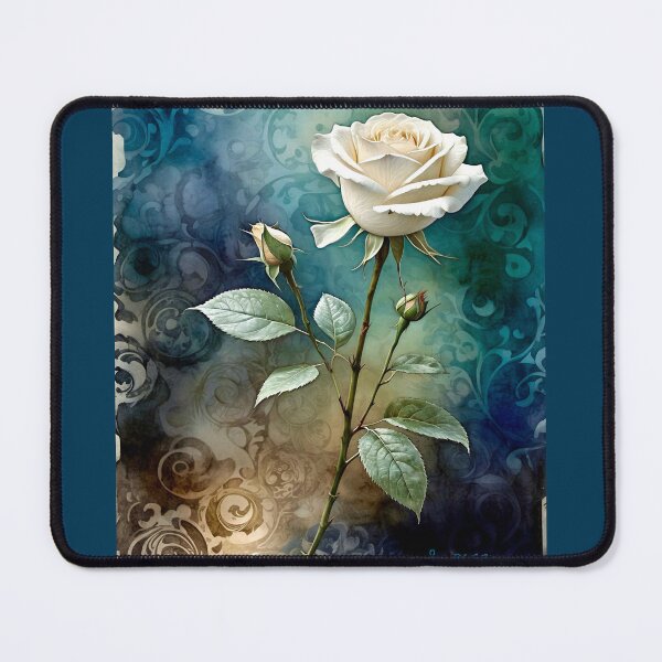Item preview, White Rose on a Sea Blue background.. designed and sold by ©Janis Zroback.