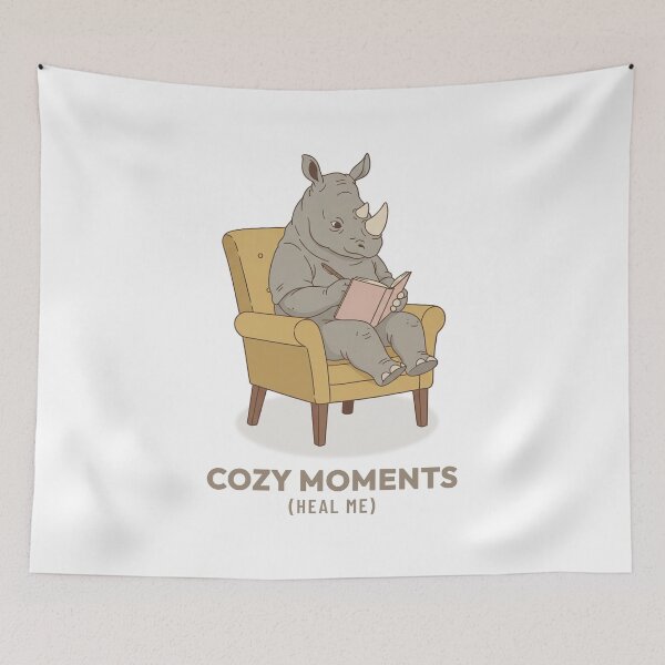 Item preview, Vintage Rhino Journaling Retro Slow Living Art designed and sold by Cozy Vintage Animal.
