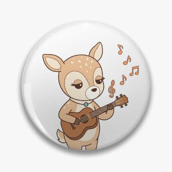 Item preview, Cute Deer Playing Guitar with Music Notes Kawaii Animal Art Print designed and sold by Owcomm.