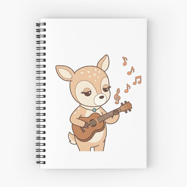 Item preview, Cute Deer Playing Guitar with Music Notes Kawaii Animal Art Print designed and sold by Owcomm.