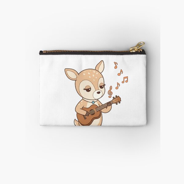 Item preview, Cute Deer Playing Guitar with Music Notes Kawaii Animal Art Print designed and sold by Owcomm.