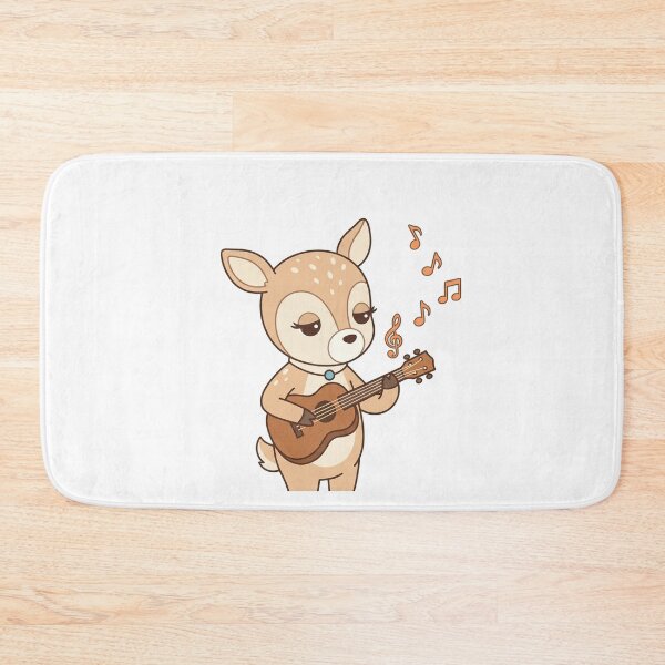 Item preview, Cute Deer Playing Guitar with Music Notes Kawaii Animal Art Print designed and sold by Owcomm.