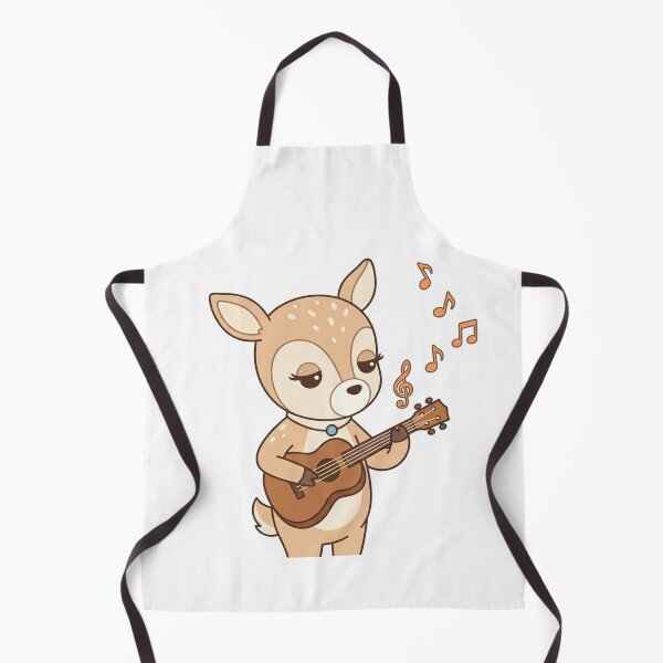 Item preview, Cute Deer Playing Guitar with Music Notes Kawaii Animal Art Print designed and sold by Owcomm.