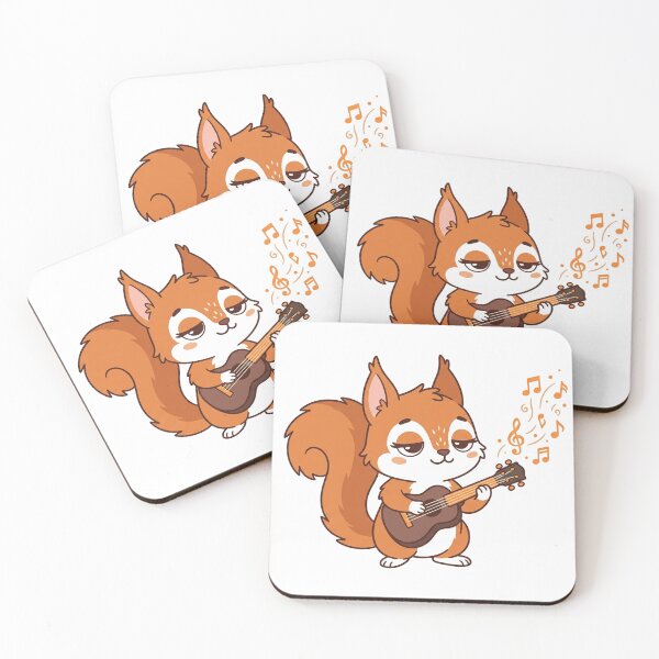 Item preview, Cute Squirrel Playing Guitar with Music Notes Cartoon Animal designed and sold by Owcomm.