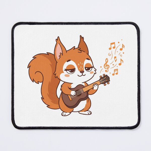Item preview, Cute Squirrel Playing Guitar with Music Notes Cartoon Animal designed and sold by Owcomm.