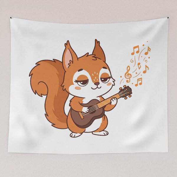 Item preview, Cute Squirrel Playing Guitar with Music Notes Cartoon Animal designed and sold by Owcomm.