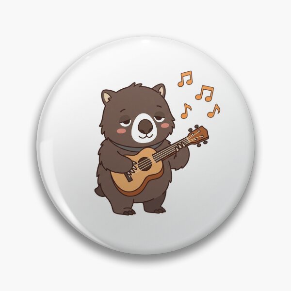 Item preview, Cute Wombat Playing Guitar with Music Notes Kawaii Animal Illustration designed and sold by Owcomm.