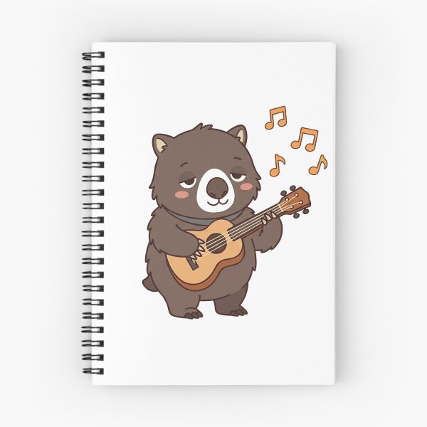 Item preview, Cute Wombat Playing Guitar with Music Notes Kawaii Animal Illustration designed and sold by Owcomm.