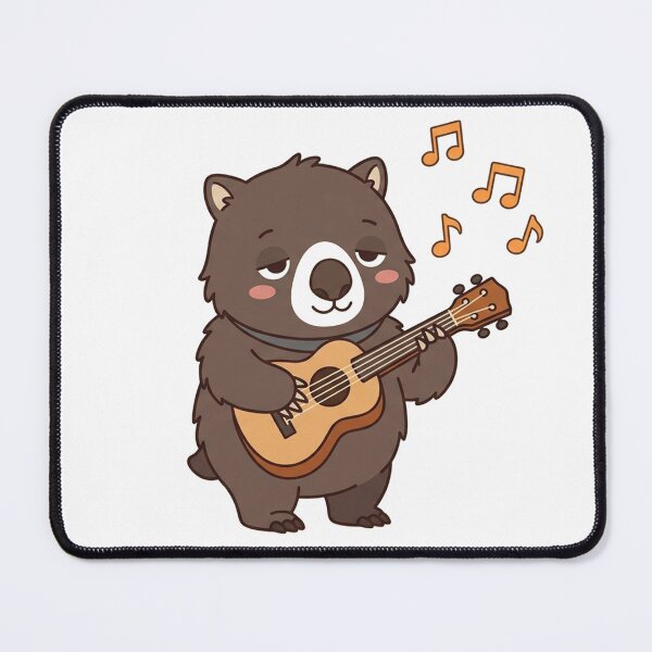 Item preview, Cute Wombat Playing Guitar with Music Notes Kawaii Animal Illustration designed and sold by Owcomm.