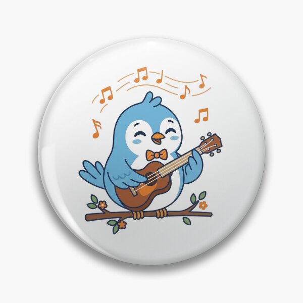 Item preview, Cute Blue Bird Playing Ukulele on a Floral Branch designed and sold by Owcomm.