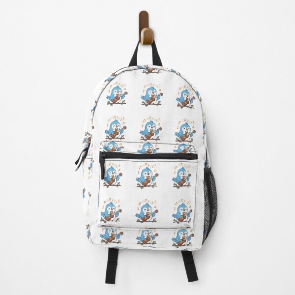 Item preview, Cute Blue Bird Playing Ukulele on a Floral Branch designed and sold by Owcomm.