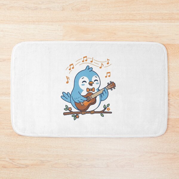 Item preview, Cute Blue Bird Playing Ukulele on a Floral Branch designed and sold by Owcomm.