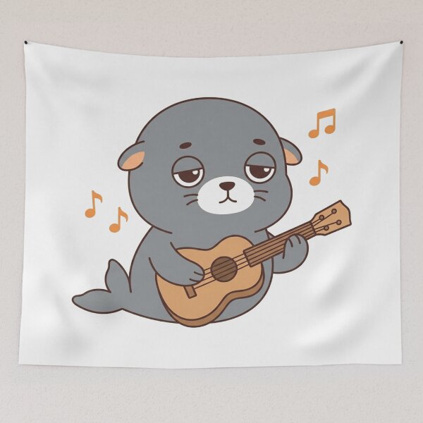 Item preview, Sad Seal Playing Guitar Cute Animal Music Lover Illustration designed and sold by Owcomm.