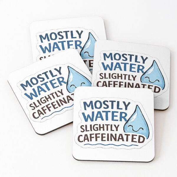 Item preview, Mostly Water Slightly Caffeinated Cute Coffee Sticker designed and sold by 3DDDC.