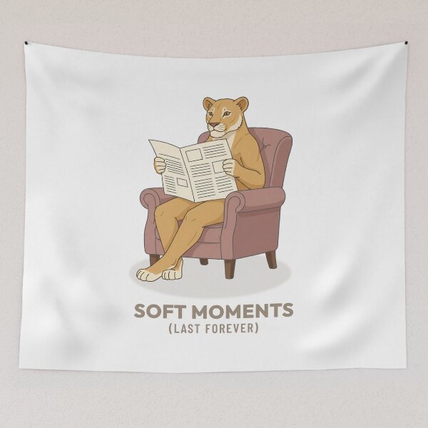 Item preview, Vintage Lioness Reading Newspaper Retro Cozy Art designed and sold by COZY VINTAGE animal.