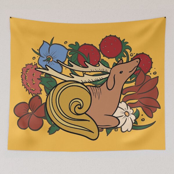 Item preview, Cute Medieval Snail Stag Illustration Design designed and sold by MariOyama.