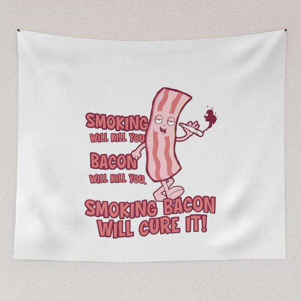 Item preview, Smoking bacon cartoon stoner - Bacon weed pun designed and sold by messy-nessie.