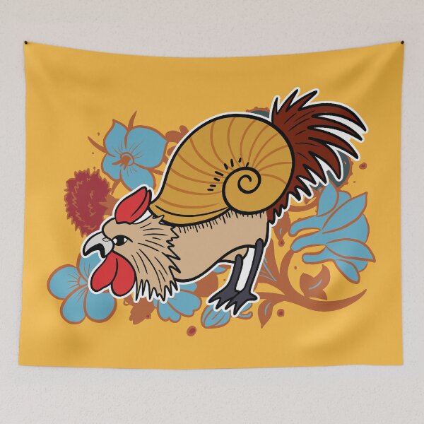 Item preview, Cute Medieval Snail Rooster Illustration Design designed and sold by MariOyama.
