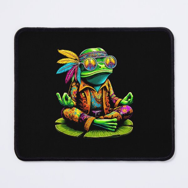 Item preview, Meditating Hippie Frog Boho Psychedelic Illustration Yoya Men Women designed and sold by MiALopezArt.