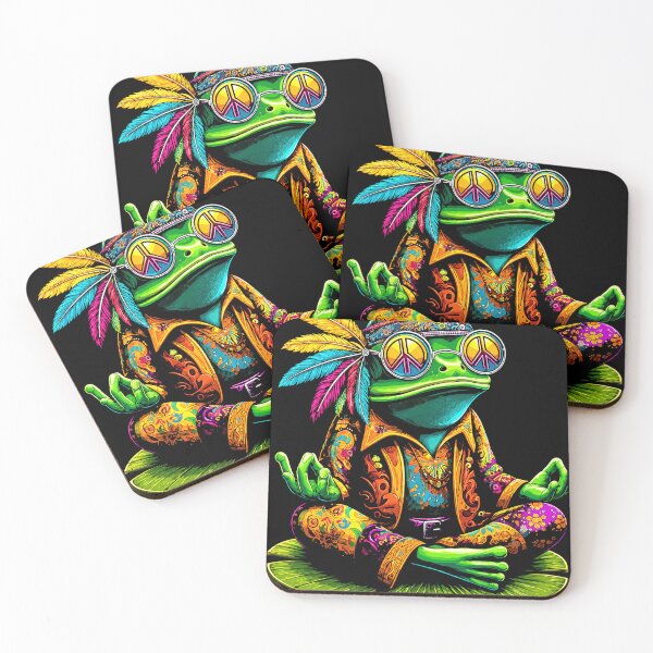 Item preview, Meditating Hippie Frog Boho Psychedelic Illustration Yoya Men Women designed and sold by MiALopezArt.