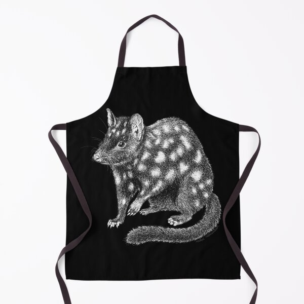 Item preview, Eastern Quoll - pen & ink Australian wildlife illustration on BLACK background designed and sold by Nadya Neklioudova.