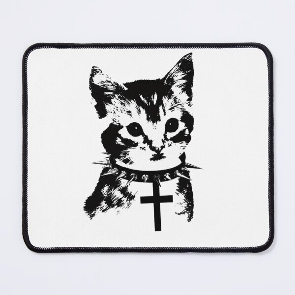 Item preview, Punk Kitten with Cross – Grunge Gothic Cat Design designed and sold by destelloacido.