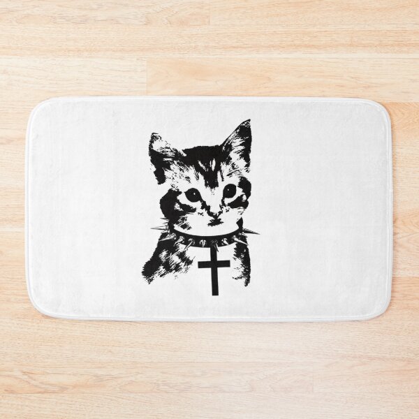 Item preview, Punk Kitten with Cross – Grunge Gothic Cat Design designed and sold by destelloacido.