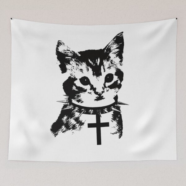 Item preview, Punk Kitten with Cross – Grunge Gothic Cat Design designed and sold by destelloacido.