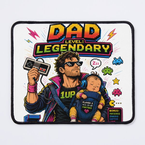 Item preview, Gamer Dad Legendary Level Retro Arcade 8 Bit designed and sold by JonelleTshirts.