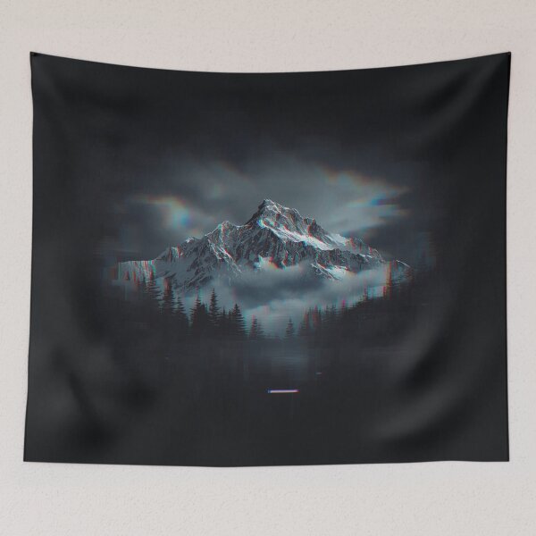 Item preview, Dark Glitch Mountain Aesthetic | Cyberpunk Snow Peak | Minimal Vaporwave Landscape designed and sold by magiquecreations.