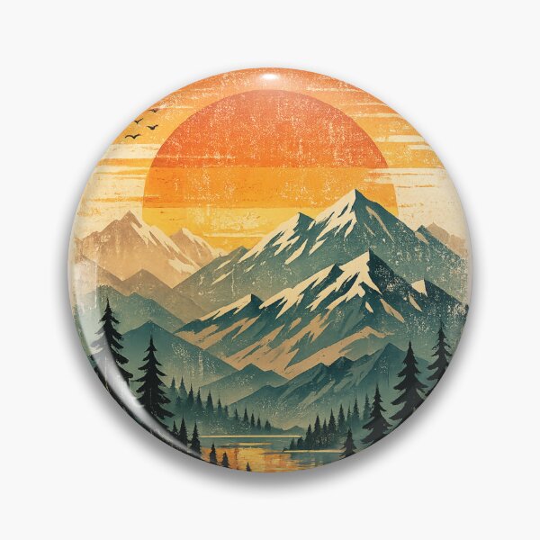 Item preview, Retro Mountain Sunset Travel Poster | Vintage Nature Art designed and sold by Moons Studio.