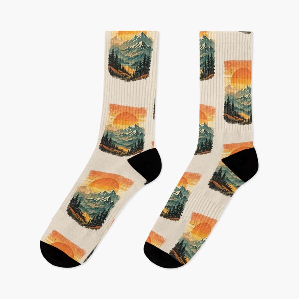 Item preview, Retro Mountain Sunset Travel Poster | Vintage Nature Art designed and sold by Moons Studio.