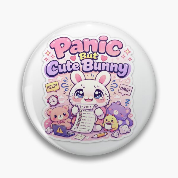 Item preview, Anxious Bunny Sticker Kawaii Panic Meme Aesthetic for Students & Overthinkers designed and sold by CutePrintCorner.