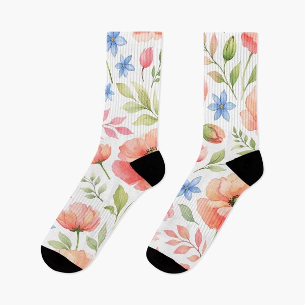 Item preview, Floral Pattern Coral Pink and Blue Flowers designed and sold by Owcomm.