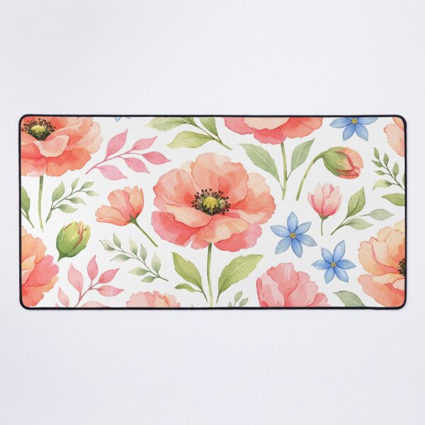 Item preview, Floral Pattern Coral Pink and Blue Flowers designed and sold by Owcomm.