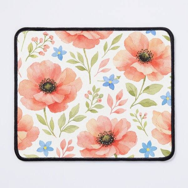 Item preview, Coral Pink Blooms with Blue Wildflowers designed and sold by Owcomm.