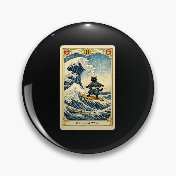 Item preview, Mystic Black Cat Surfing Vintage Ocean Tarot Wave designed and sold by titanlevi.