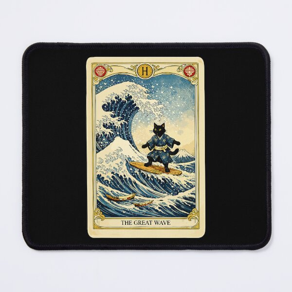 Item preview, Mystic Black Cat Surfing Vintage Ocean Tarot Wave designed and sold by titanlevi.
