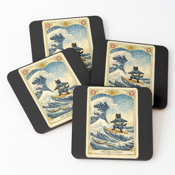 Item preview, Mystic Black Cat Surfing Vintage Ocean Tarot Wave designed and sold by titanlevi.