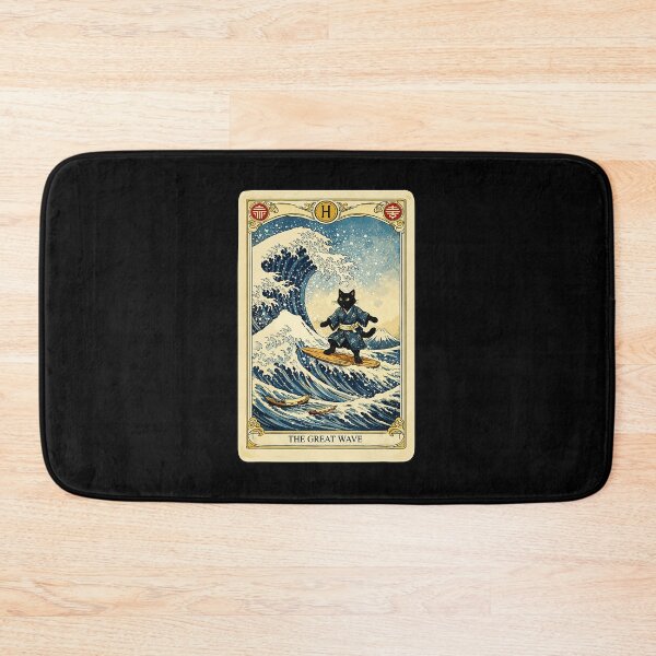 Item preview, Mystic Black Cat Surfing Vintage Ocean Tarot Wave designed and sold by titanlevi.