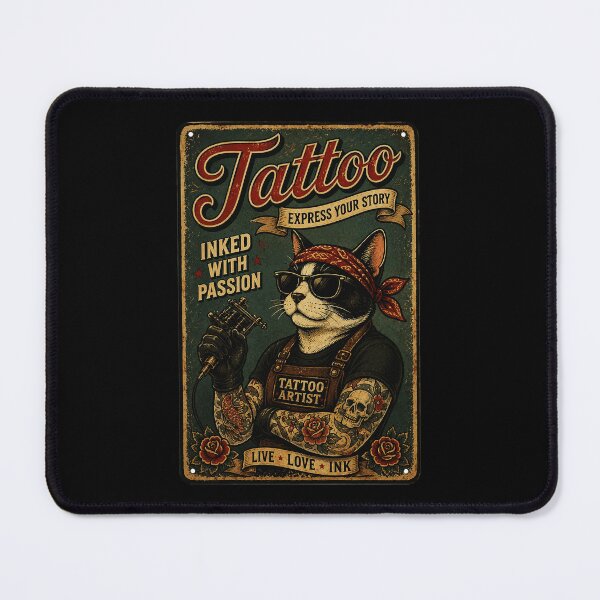 Item preview, Vintage Tattoo Cat Artist Retro Ink Culture Streetwear designed and sold by Modaozushi216.