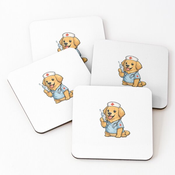 Item preview, Cute Golden Retriever Nurse Cartoon – Funny Medical Dog Design designed and sold by Jajahshop.