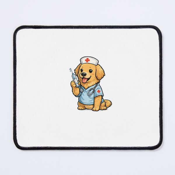 Item preview, Cute Golden Retriever Nurse Cartoon – Funny Medical Dog Design designed and sold by Jajahshop.