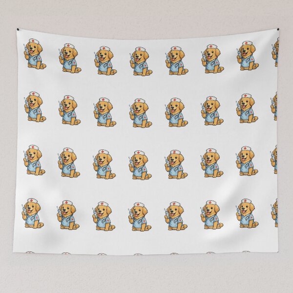 Item preview, Cute Golden Retriever Nurse Cartoon – Funny Medical Dog Design designed and sold by Jajahshop.