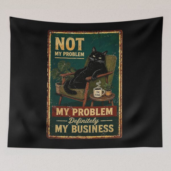Item preview, Relaxed Black Cat Retro Sarcastic Quote Lounge designed and sold by eliramaison.