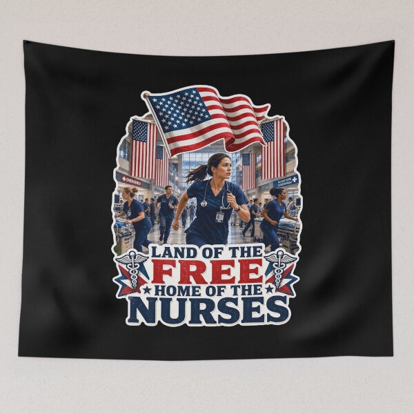 Item preview, Land of the Free Home of the Nurses Patriotic RN designed and sold by No Limits T-Shirts.